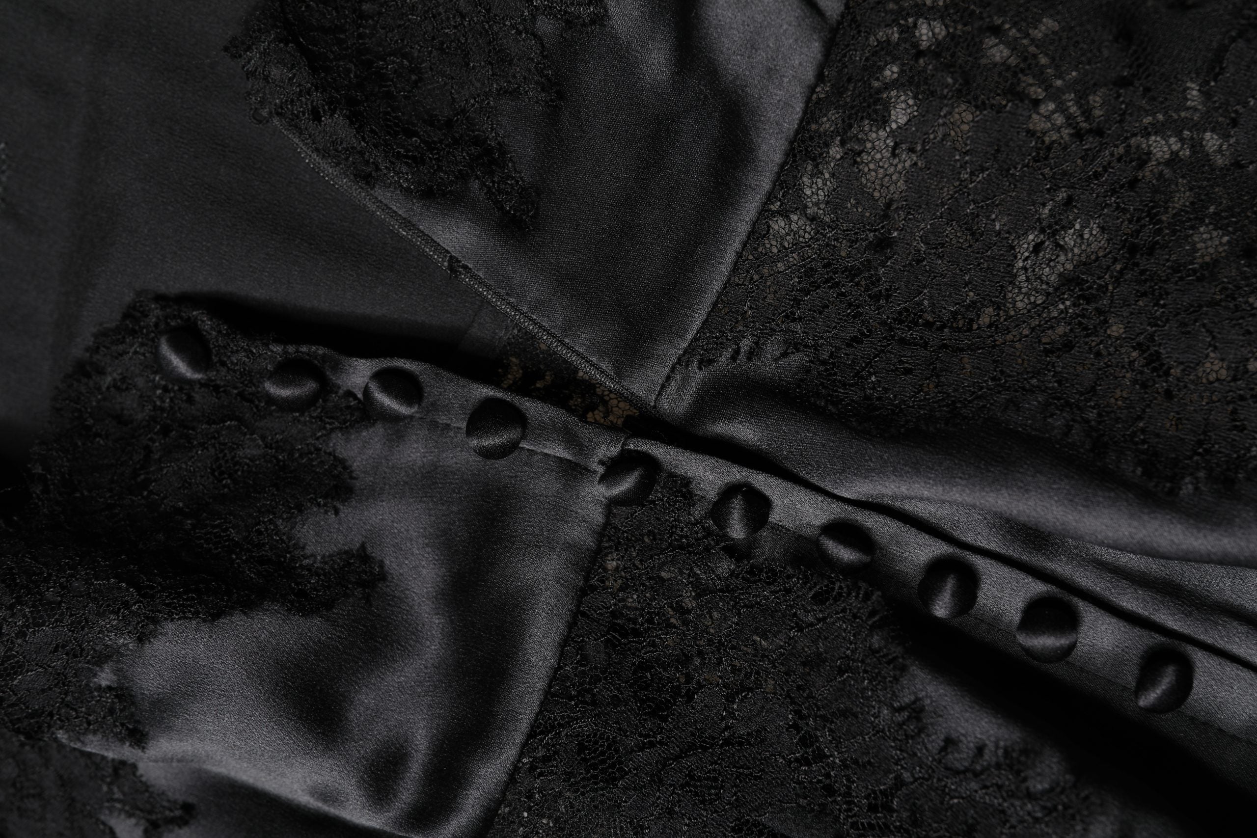 Black Silk Lace Trim Lingerie Top Underwear